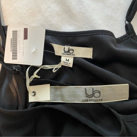 NWT  YA LA Maxi Dress Silk Lace Pleats Slip Style Sexy Glam Black Size M - Picture 12 of 14